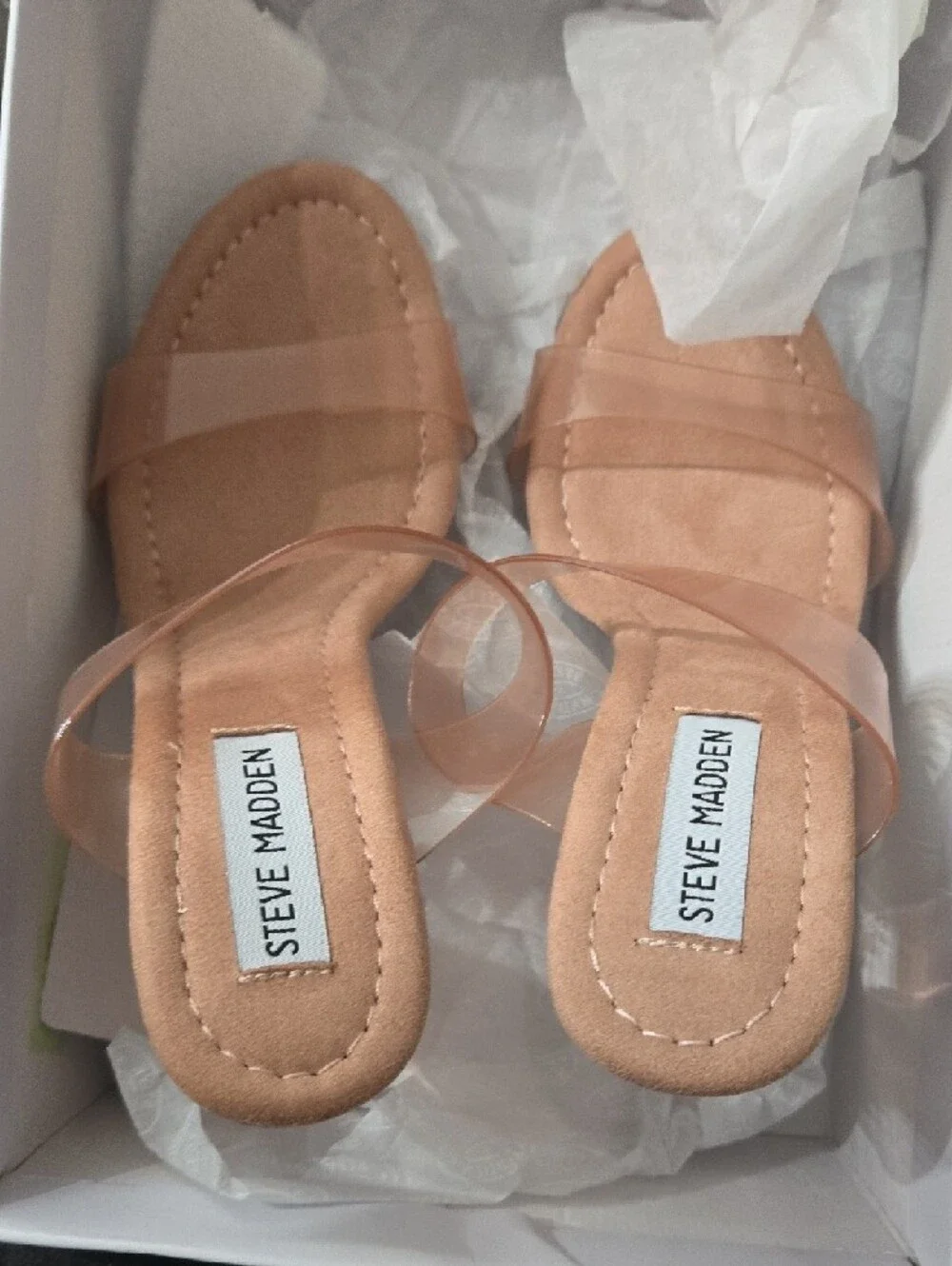 Steve Madden Blush Clear Strap High Heel Sandals - Picture 4 of 5